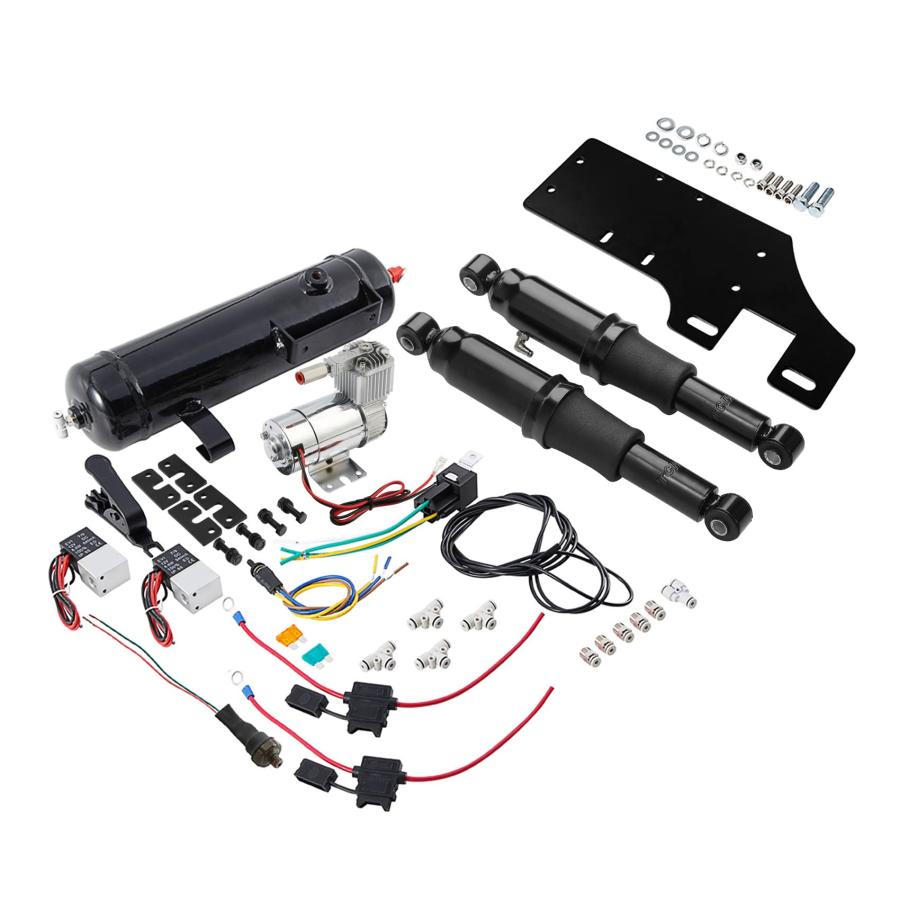 【並行輸入品】XMT MOTO リアエアライドサスペンション エアタンク付き ハーレーダビッドソン ツーリング エレクトラ ストリートツアー グの画像
