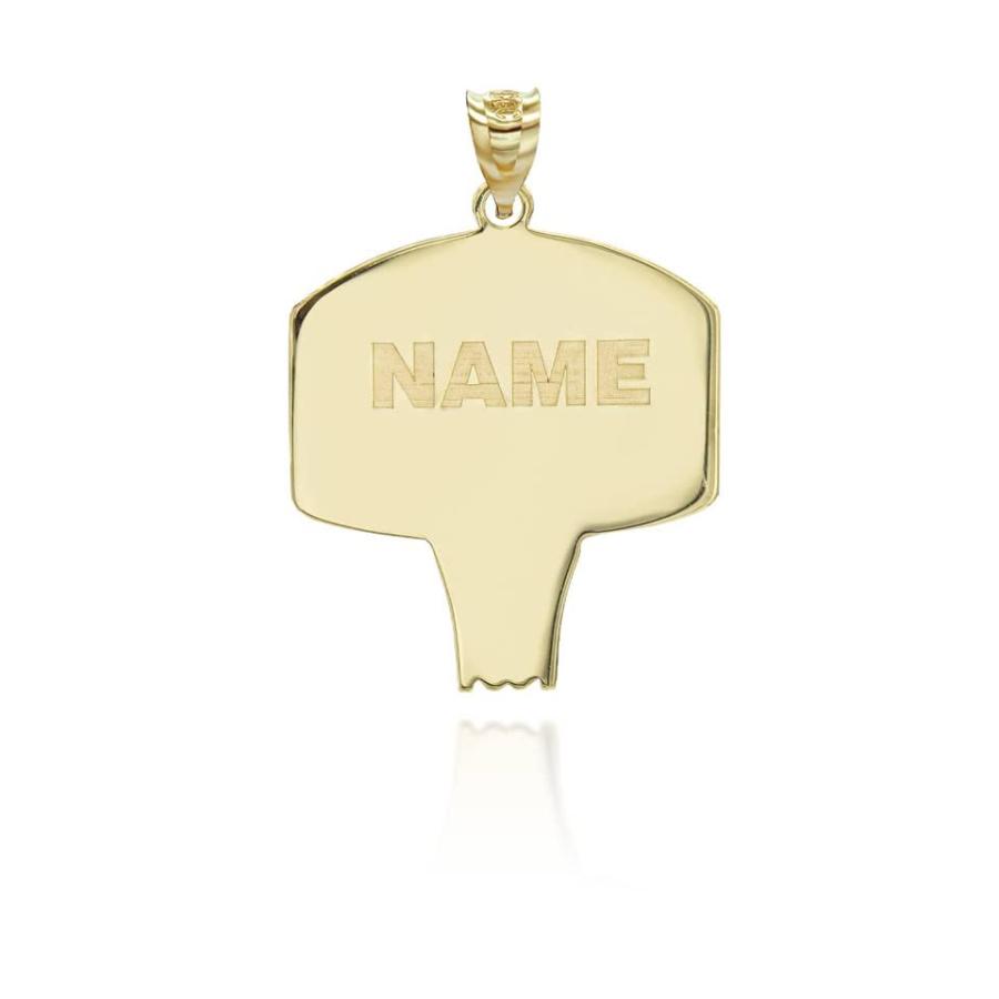【並行輸入品】Polished 14K Yellow Gold Personalized Basketball Hoop Pendant Neの画像