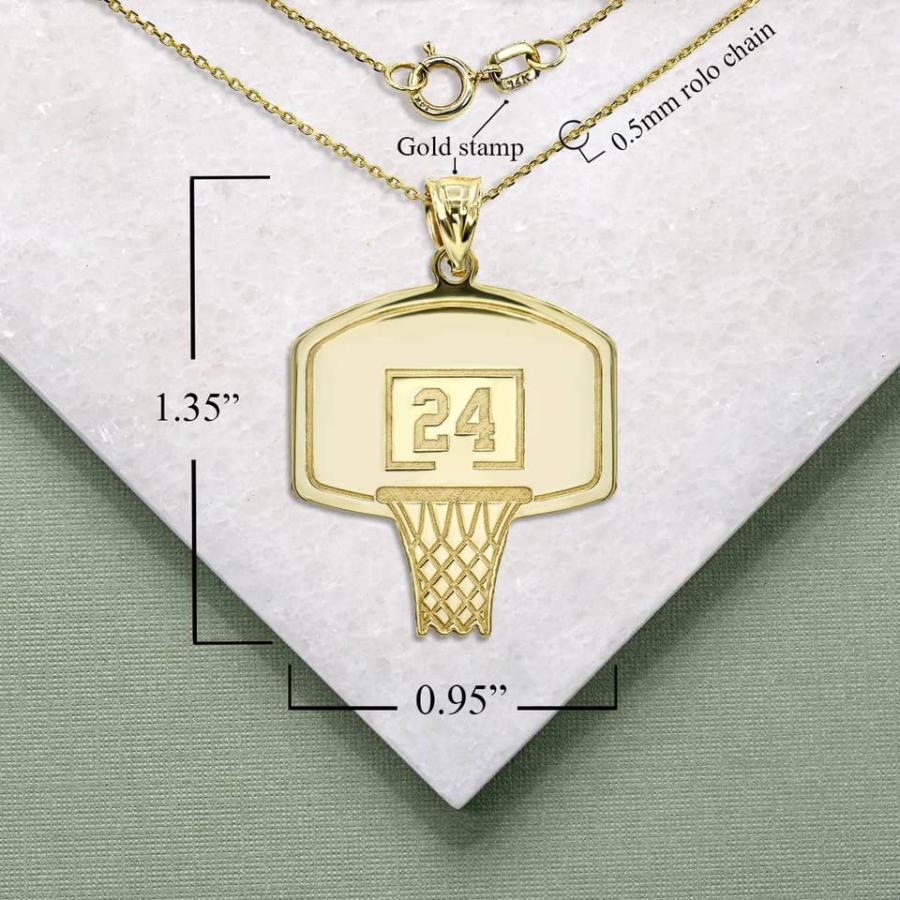 【並行輸入品】Polished 14K Yellow Gold Personalized Basketball Hoop Pendant Neの画像