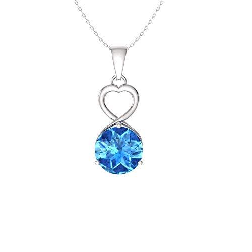 【並行輸入品】Diamondere 天然で認定されたブルートパーズハートインフィニティネックレス 925スターリングシルバー | 0.80カラッ_1