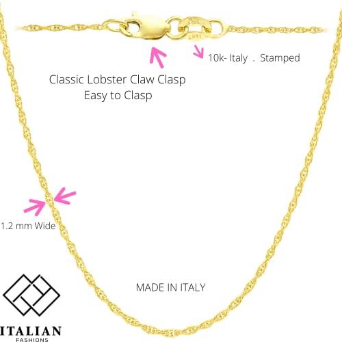 【並行輸入品】14K 10K イエローまたはホワイト ソリッドゴールド イタリア製 ダイヤモンドカット 1mm 1.2mm ロープチェーンネック_4