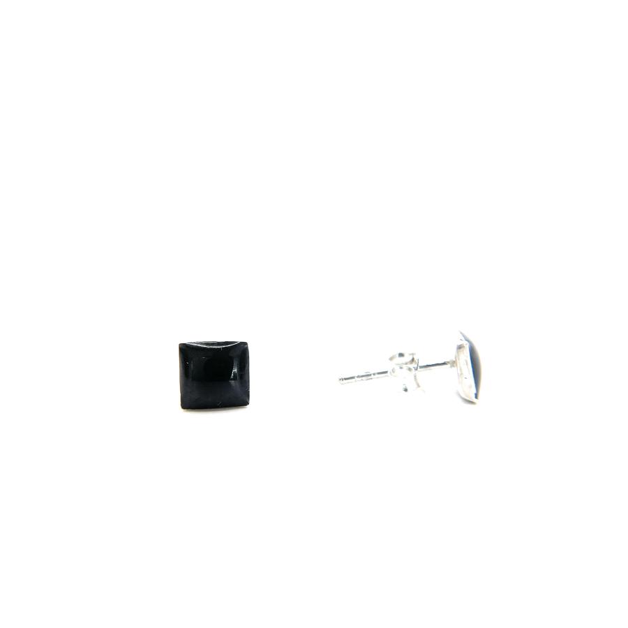 【並行輸入品】スターリングシルバー .925 スクエア 6mm ブラックオニキス スタッドピアス, スターリング, オニキス Sterlingの画像