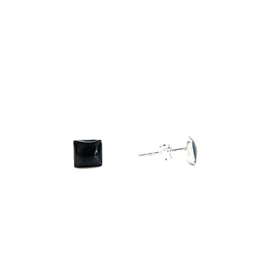【並行輸入品】スターリングシルバー .925 スクエア 6mm ブラックオニキス スタッドピアス, スターリング, オニキス Sterlingの画像