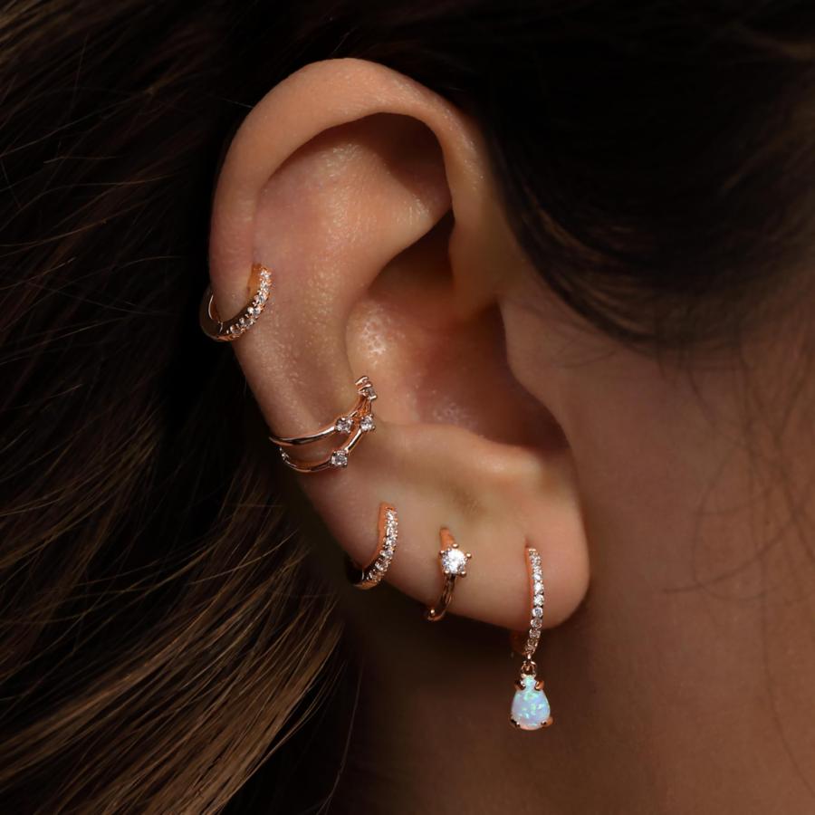 【並行輸入品】Dainty Double Ear Cuff， 14K Gold wrap 0.08CTW (HI SI) Diamond Pi_9