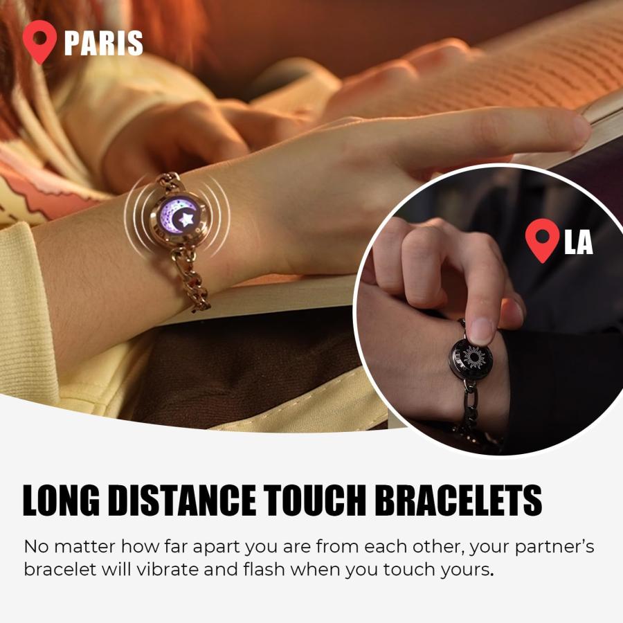 【並行輸入品】TOTWOO Touch Bracelets for Couples, Vibration & Light up for Lovの画像