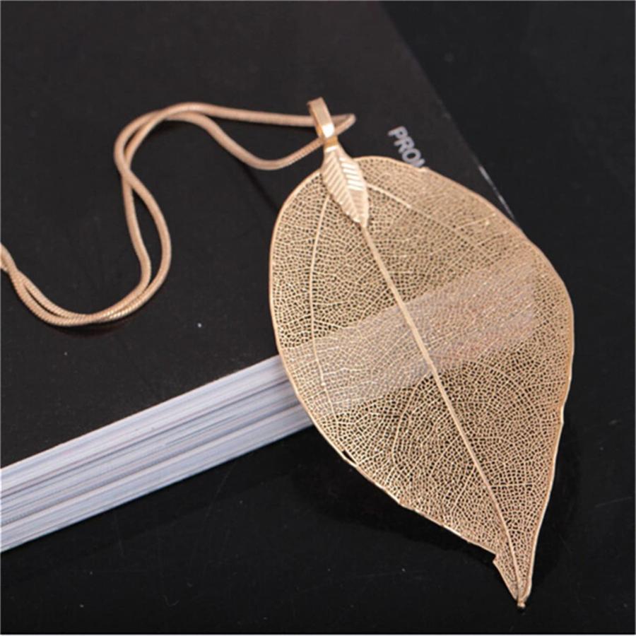 【並行輸入品】Rexcp Long Leaf Necklace for Women Metal Leaf Texture Jewelry St_9