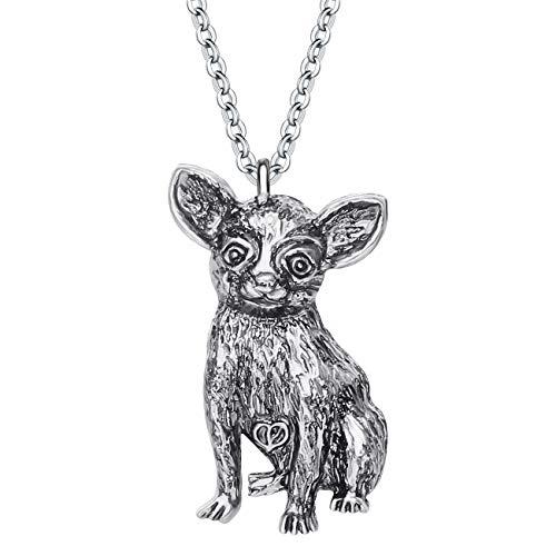 【並行輸入品】DALANE 合金 アンティーク ゴールド シルバー メッキ チワワ 犬 ネックレス ペンダント ペット ジュエリー チャーム ギの画像
