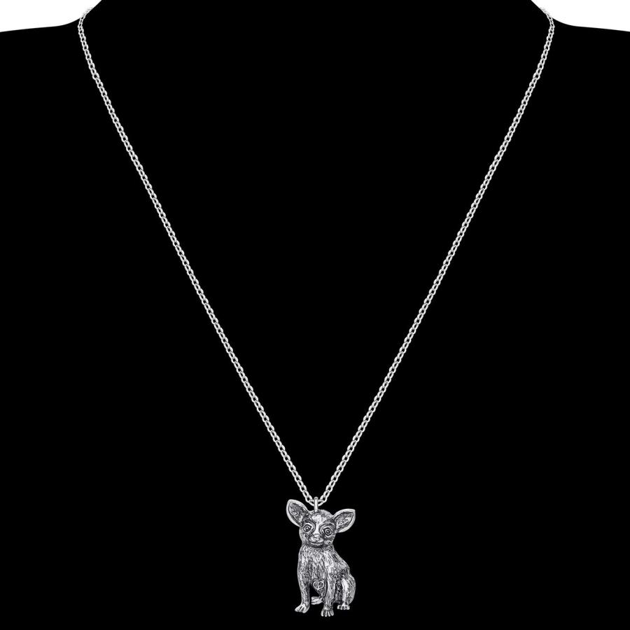 【並行輸入品】DALANE 合金 アンティーク ゴールド シルバー メッキ チワワ 犬 ネックレス ペンダント ペット ジュエリー チャーム ギの画像