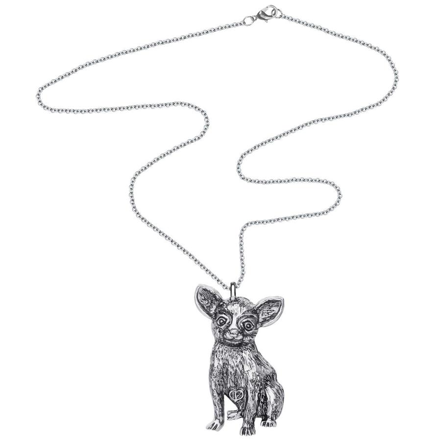 【並行輸入品】DALANE 合金 アンティーク ゴールド シルバー メッキ チワワ 犬 ネックレス ペンダント ペット ジュエリー チャーム ギの画像