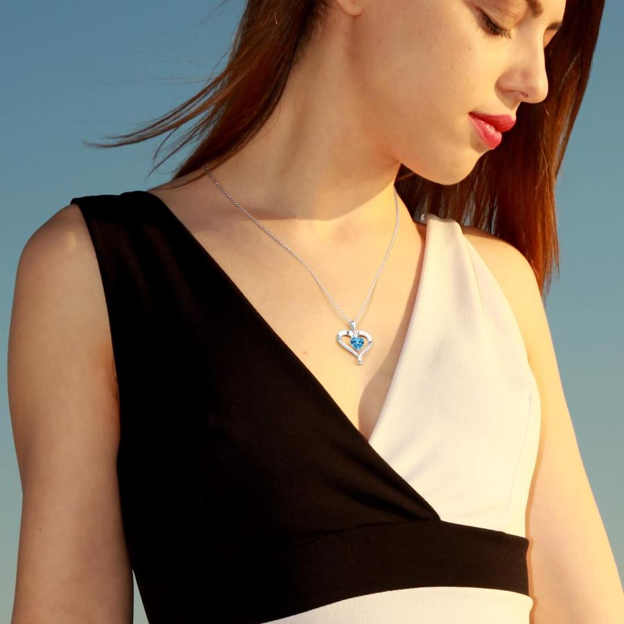 【並行輸入品】ESSIE ODILA ハートネックレス レディース スターリングシルバー 誕生石ネックレス ハート型 5A CZペンダント 誕生_9