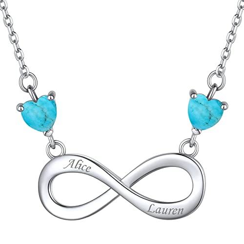 【並行輸入品】BETHZA インフィニティネームネックレス カスタムネームネックレス 本物のターコイズ スターリングシルバー パーソナライズ 2の画像