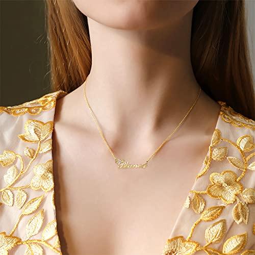 【並行輸入品】BETHZA ダイヤモンドネームネックレス クラウン925スターリングシルバー カスタムネームプレートペンダントネックレス ダイヤの画像