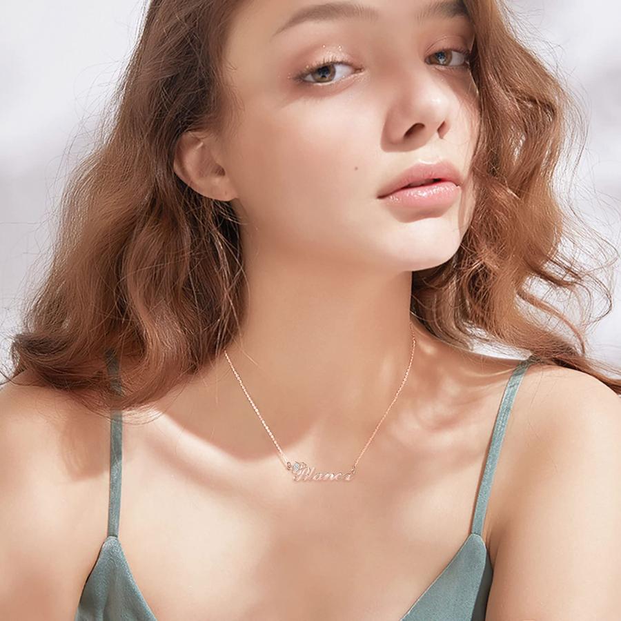 【並行輸入品】BETHZA ダイヤモンドネームネックレス クラウン925スターリングシルバー カスタムネームプレートペンダントネックレス ダイヤの画像