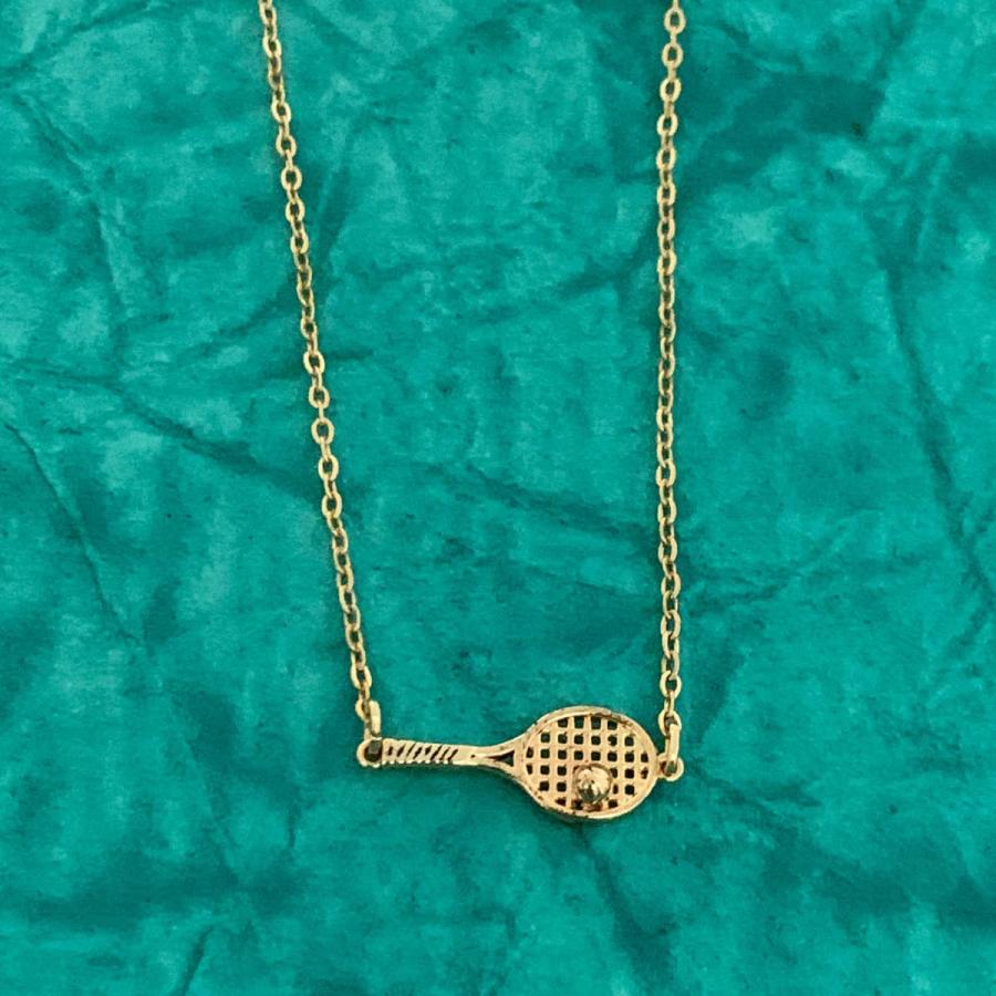 テニスラケット ペンダントネックレス 18Kゴールド テニス テニスラケット ペンダントネックレス 18Kゴールド テニス