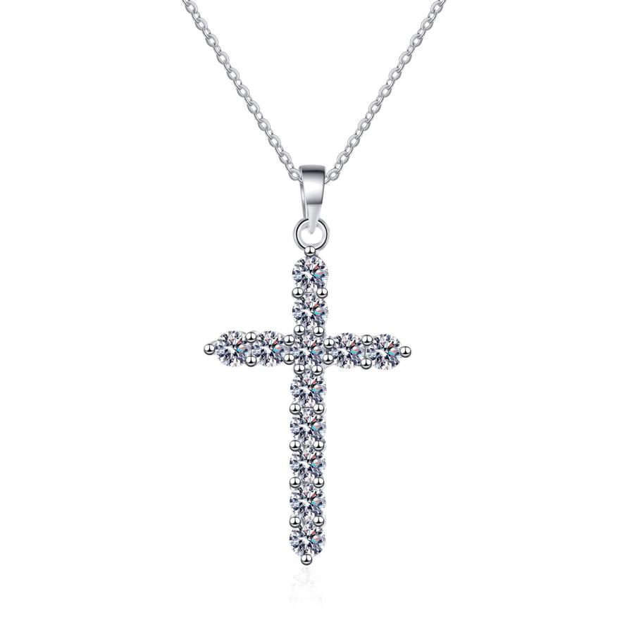 【並行輸入品】0.36 0.72 1.2CT モアッサナイトクロスネックレス レディース 小さくて絶妙なブリリアントラウンドカット Dカラー V