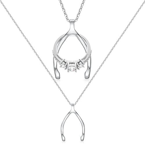 【並行輸入品】Emily Cリングホルダーネックレス   ステンレススチールリングキーパーネックレス   レディース&メンズウェディングリングホ