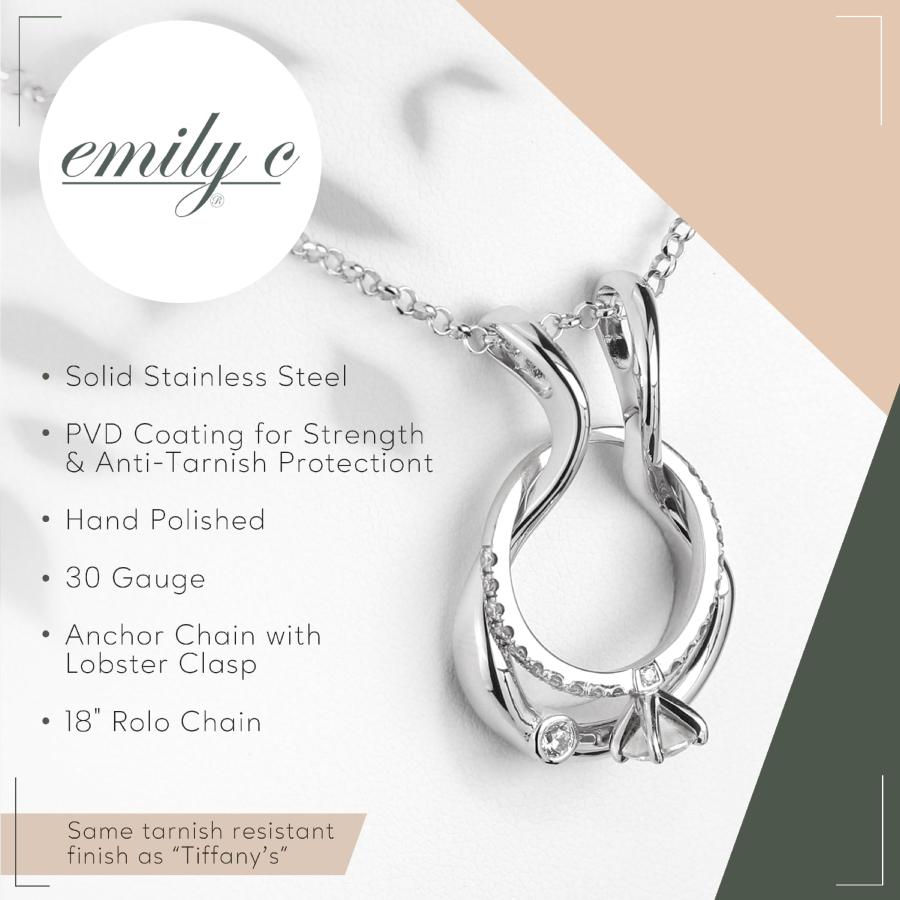 【並行輸入品】Emily Cリングホルダーネックレス   ステンレススチールリングキーパーネックレス   レディース&メンズ ウェディングリングの画像