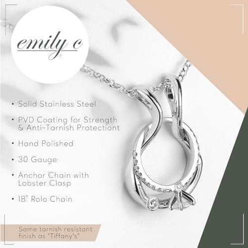 【並行輸入品】Emily Cリングホルダーネックレス   ステンレススチールリングキーパーネックレス   レディース&メンズ ウェディングリングの画像