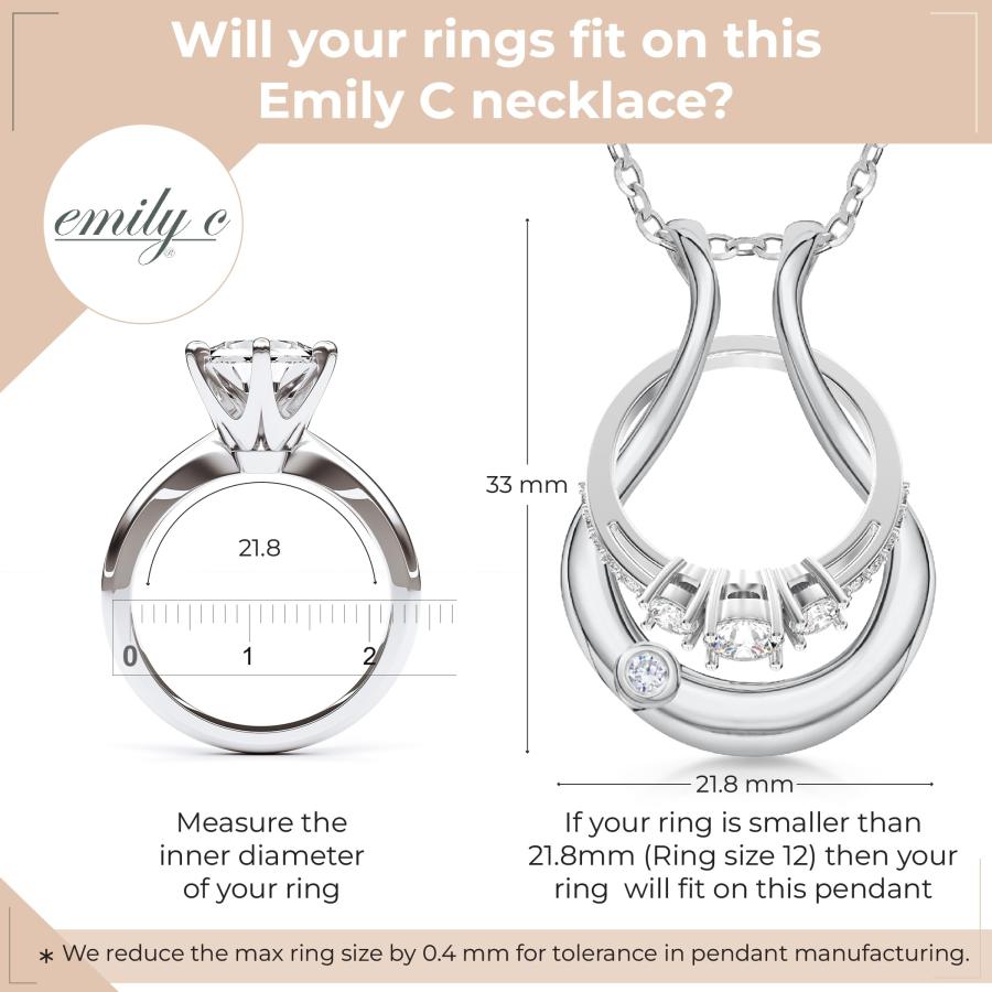 【並行輸入品】Emily Cリングホルダーネックレス   ステンレススチールリングキーパーネックレス   レディース&メンズ ウェディングリングの画像