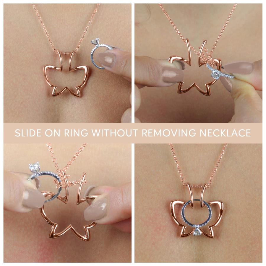 【並行輸入品】Emily C オリジナル特許取得済みリングホルダーネックレス   ステンレススチールネックレスリングホルダー   レディース&メの画像