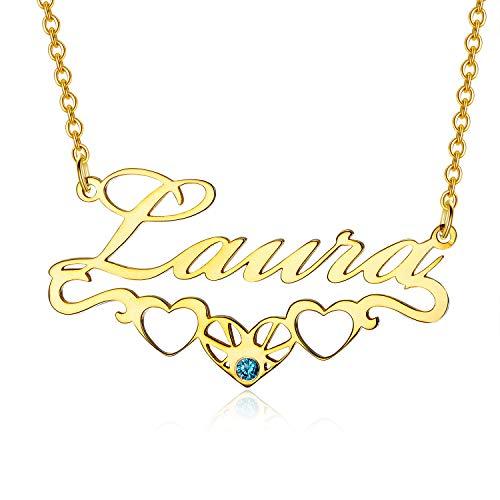 【並行輸入品】GLAVEHO 14K Solid Gold Personalized Name Necklace 14K Real Goldの画像