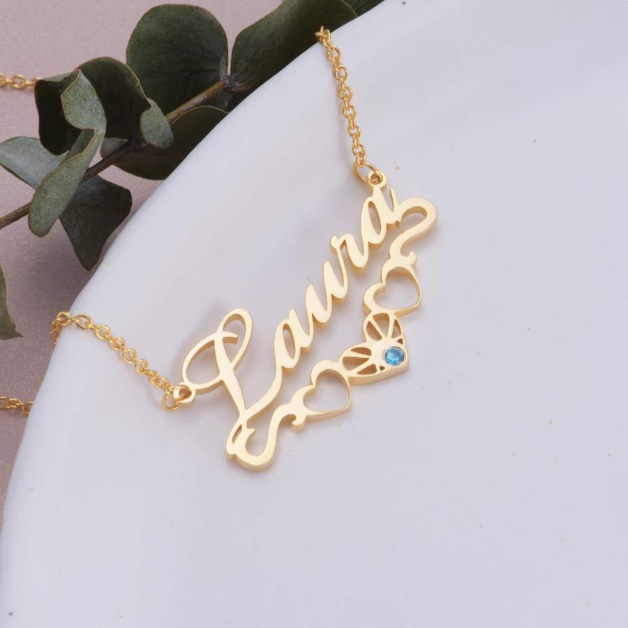 【並行輸入品】GLAVEHO 14K Solid Gold Personalized Name Necklace 14K Real Goldの画像