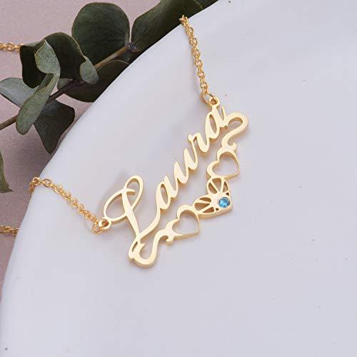 【並行輸入品】GLAVEHO 14K Solid Gold Personalized Name Necklace 14K Real Goldの画像