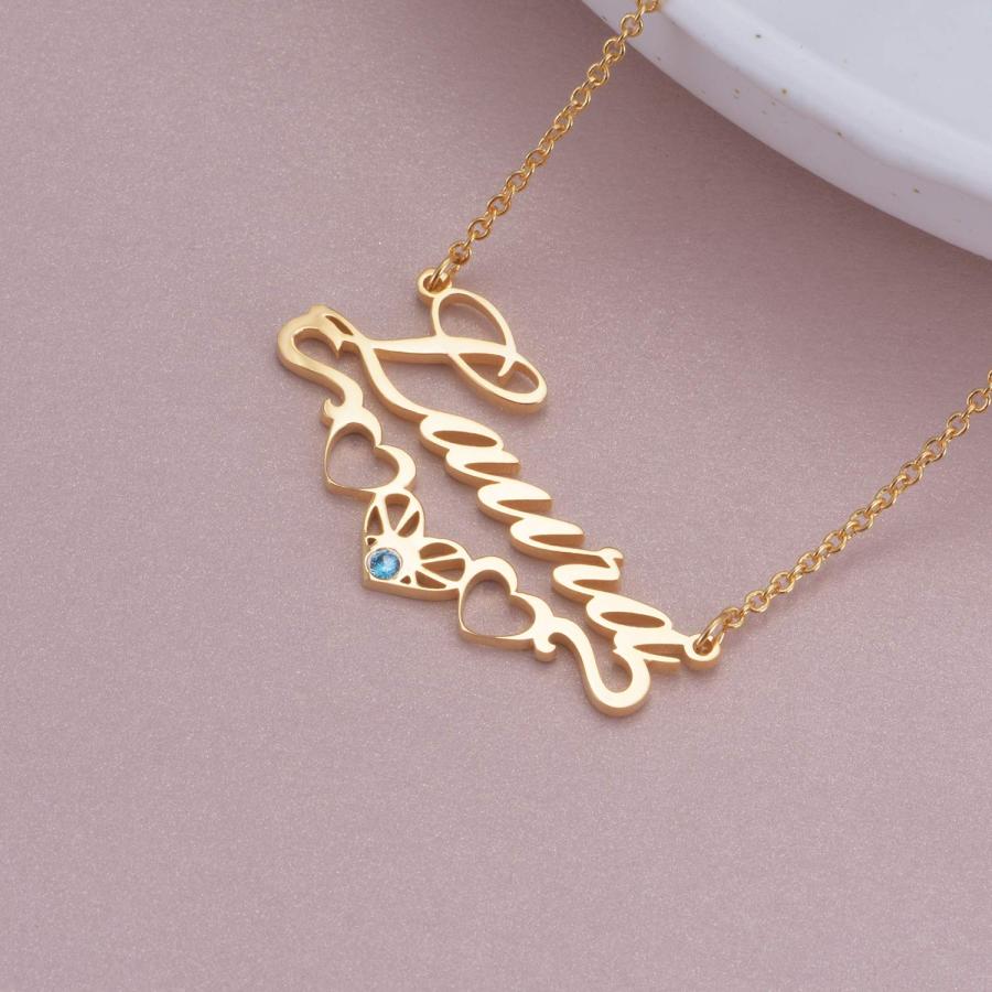 【並行輸入品】GLAVEHO 14K Solid Gold Personalized Name Necklace 14K Real Goldの画像