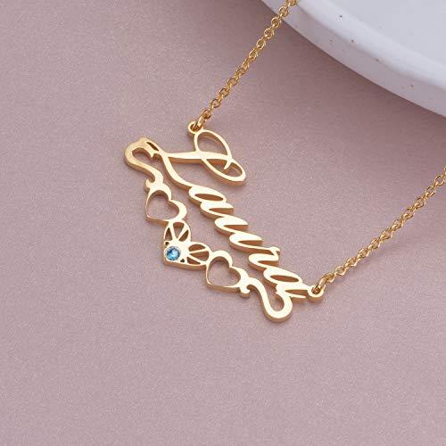 【並行輸入品】GLAVEHO 14K Solid Gold Personalized Name Necklace 14K Real Goldの画像