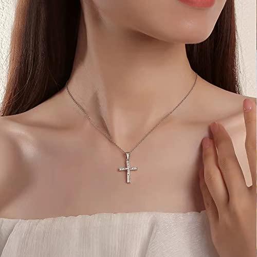 【並行輸入品】THOKUNA スターリングシルバー クリスタル クロス ペンダント ネックレス ジュエリー ギフト レディース ガールズ, スタの画像
