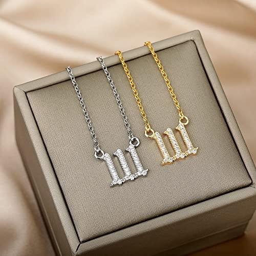【並行輸入品】Zircon Angel Number Necklaces For Women 111 222 333 444 555 666_4