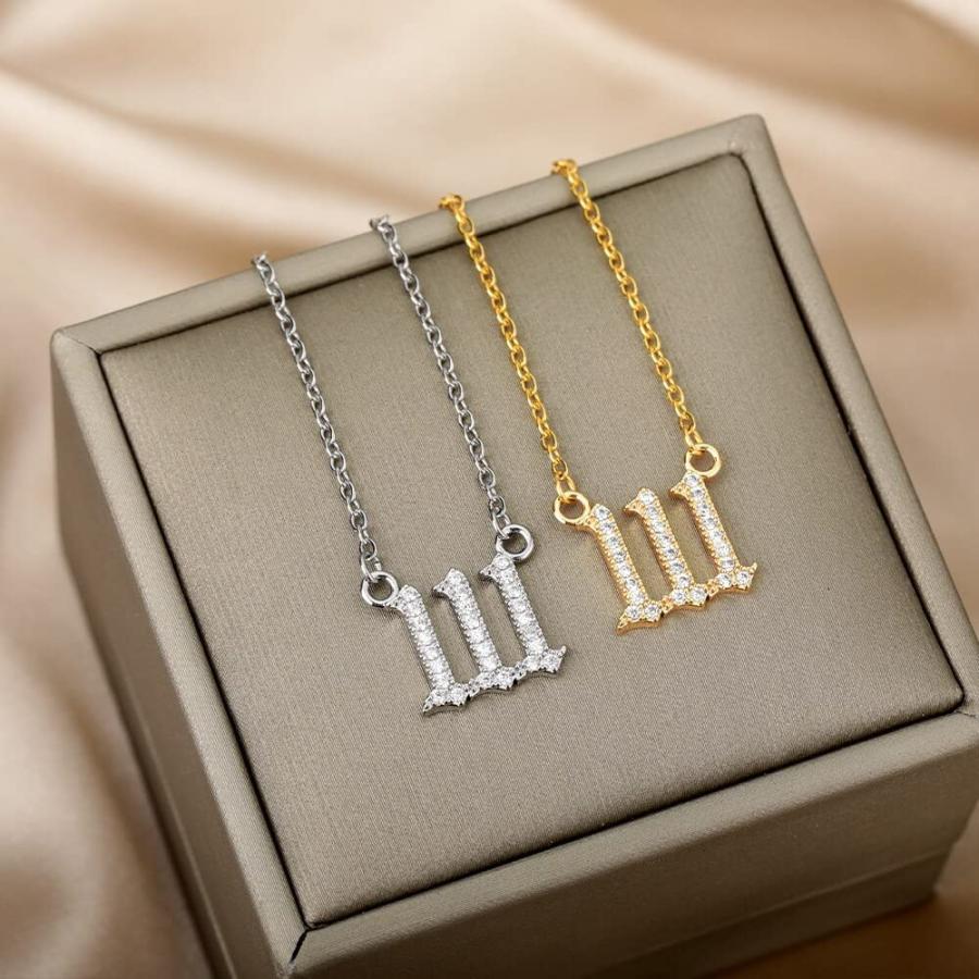 【並行輸入品】Zircon Angel Number Necklaces For Women 111 222 333 444 555 666_6
