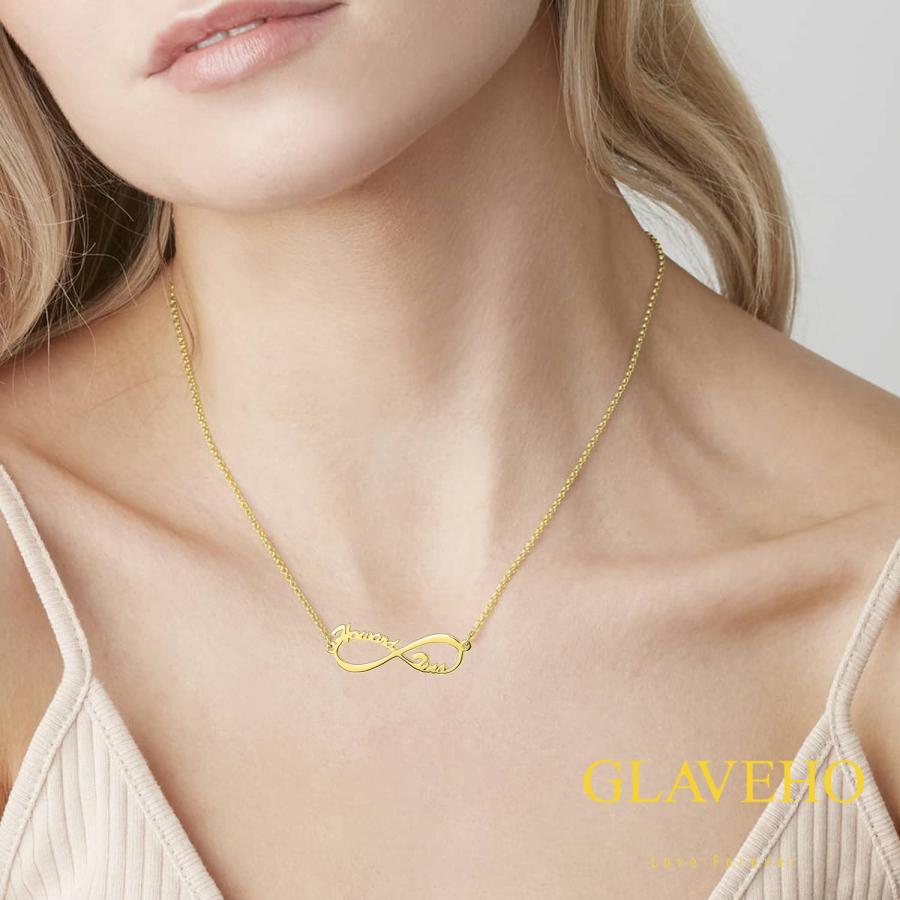 【並行輸入品】GLAVEHO 14K Real Gold Personalized Infinity Pendant Necklace witの画像