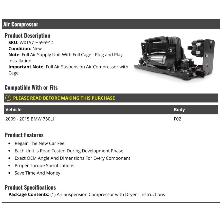 【並行輸入品】Air Suspension Compressor Unit with Full Cage   Compatible withの画像