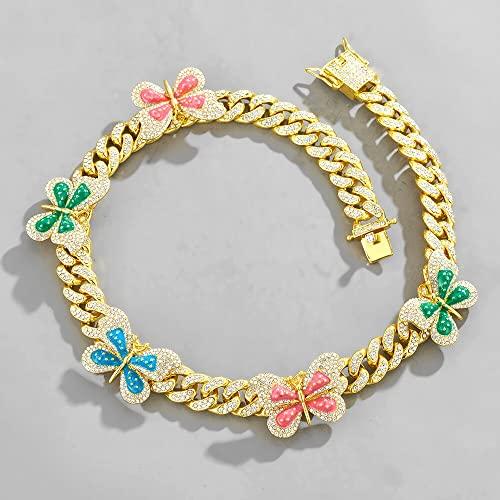 【並行輸入品】Crystal Rhinestone Butterfly Cuban Chain Necklace for Women Vint_7