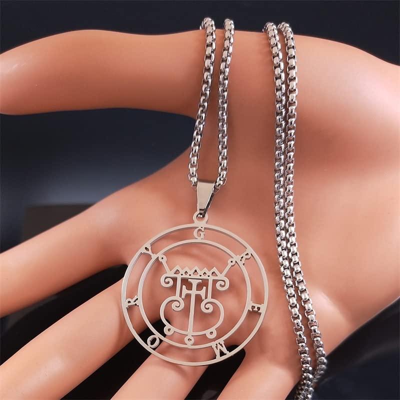 【並行輸入品】Satan Sigil GREMORY Stainless Steel Round Necklace Chain Women S_4