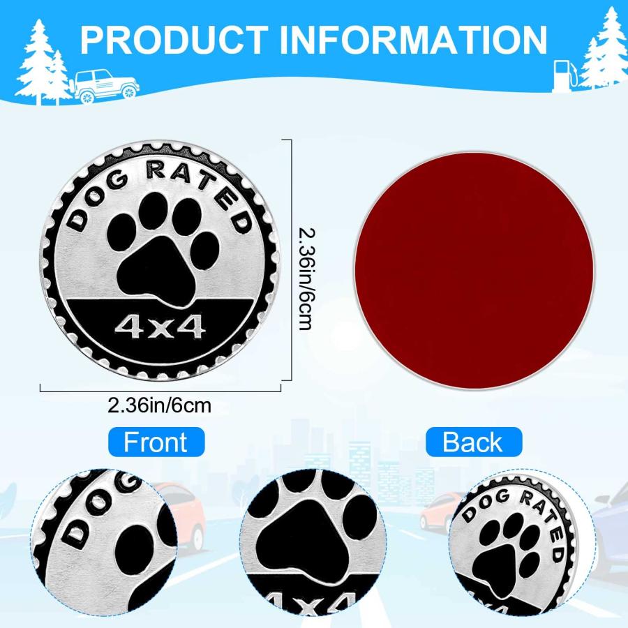 【並行輸入品】ドッグバッジ定格カーエンブレム 4 x 4 メタル自動車バッジ 3Dメタルカーバッジエンブレム ラウンドエンブレムデカール カーバの画像