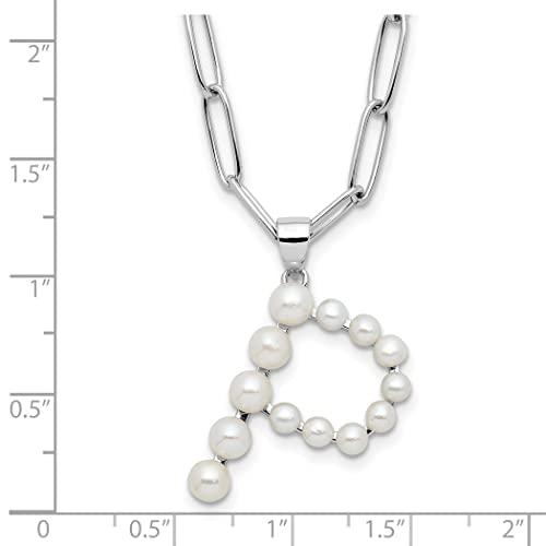 【並行輸入品】925スターリングシルバー ロジウムメッキ 3 5.5mm 淡水養殖真珠 文字名 パーソナライズ モノグラム イニシャル P ネッ_4