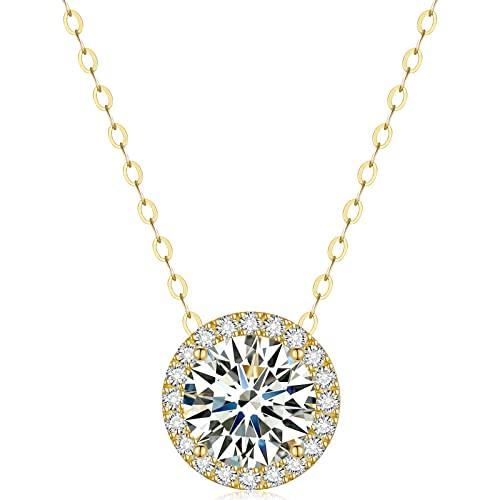 【並行輸入品】E EMERMAKING モアッサナイトペンダントネックレス 1カラット 4カラット 18K ホワイトゴールドメッキ シルバー D_1