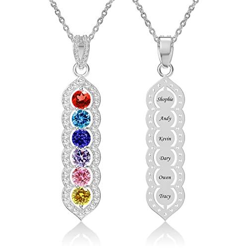 【並行輸入品】QWBV NELO Personalized Sterling Silver Mothers Necklace With 1 6_1
