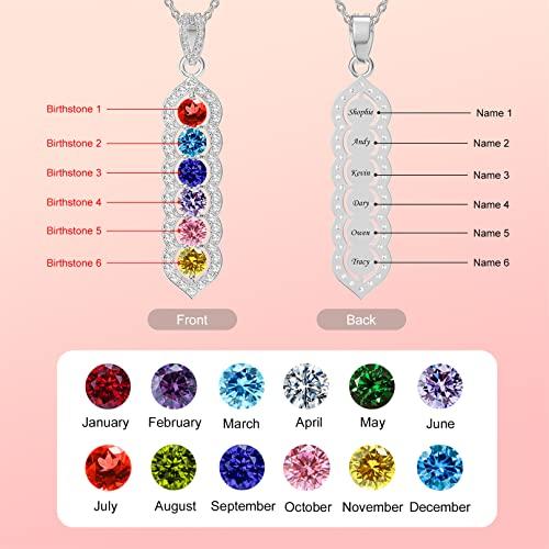 【並行輸入品】QWBV NELO Personalized Sterling Silver Mothers Necklace With 1 6_4
