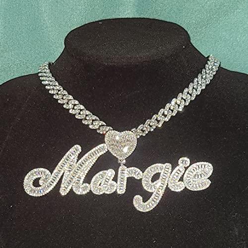 【並行輸入品】DOBLING Iced Out Heart Clasp Personalized Name Necklace with Cub_6