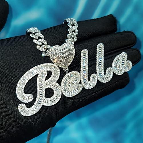 【並行輸入品】DOBLING Iced Out Heart Clasp Personalized Name Necklace with Cub_9