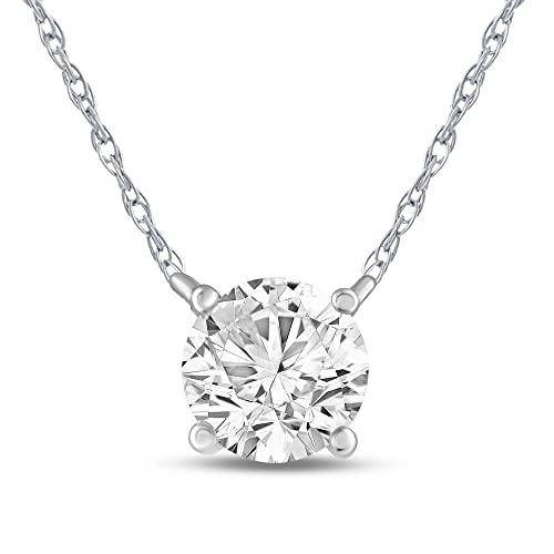 【並行輸入品】La Joya 1 CT TW人工ソリティアダイヤモンドネックレス 女性用   14Kソリッドゴールド 1カラットダイヤモンドネッの画像