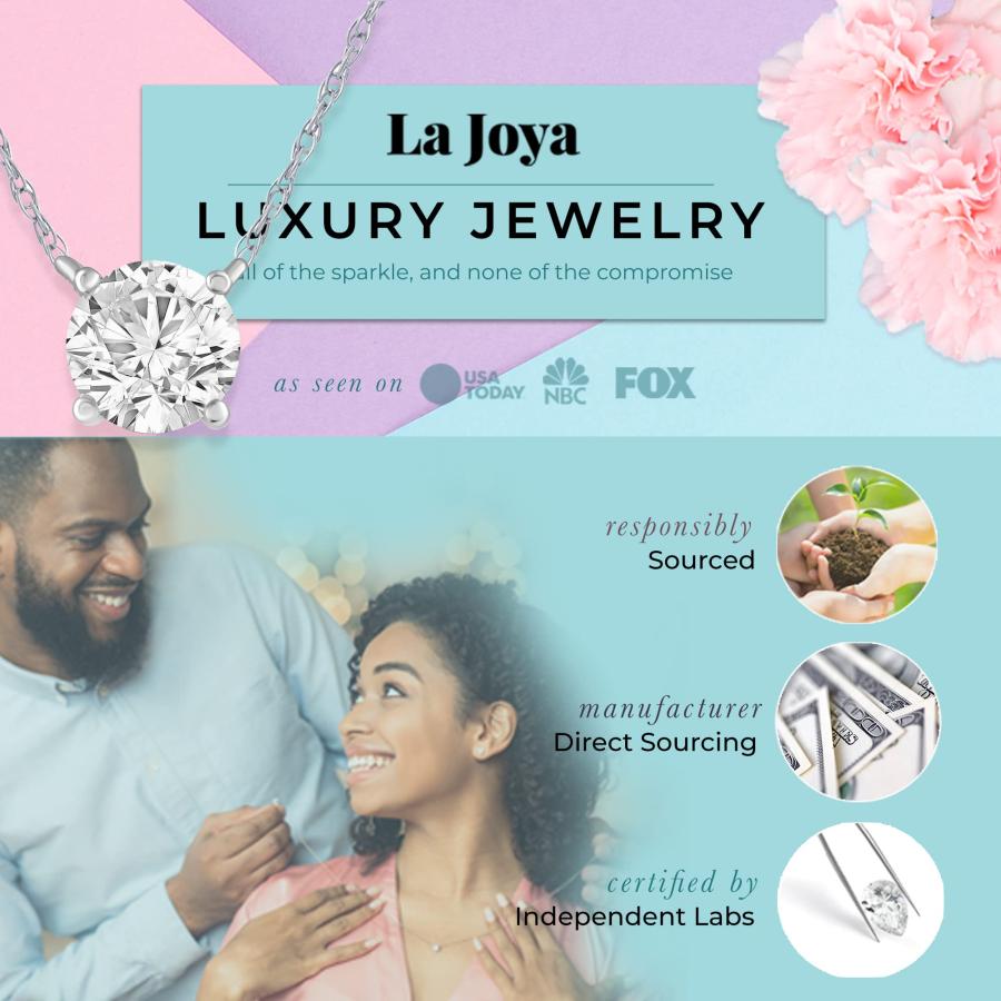【並行輸入品】La Joya 1 CT TW人工ソリティアダイヤモンドネックレス 女性用   14Kソリッドゴールド 1カラットダイヤモンドネッの画像