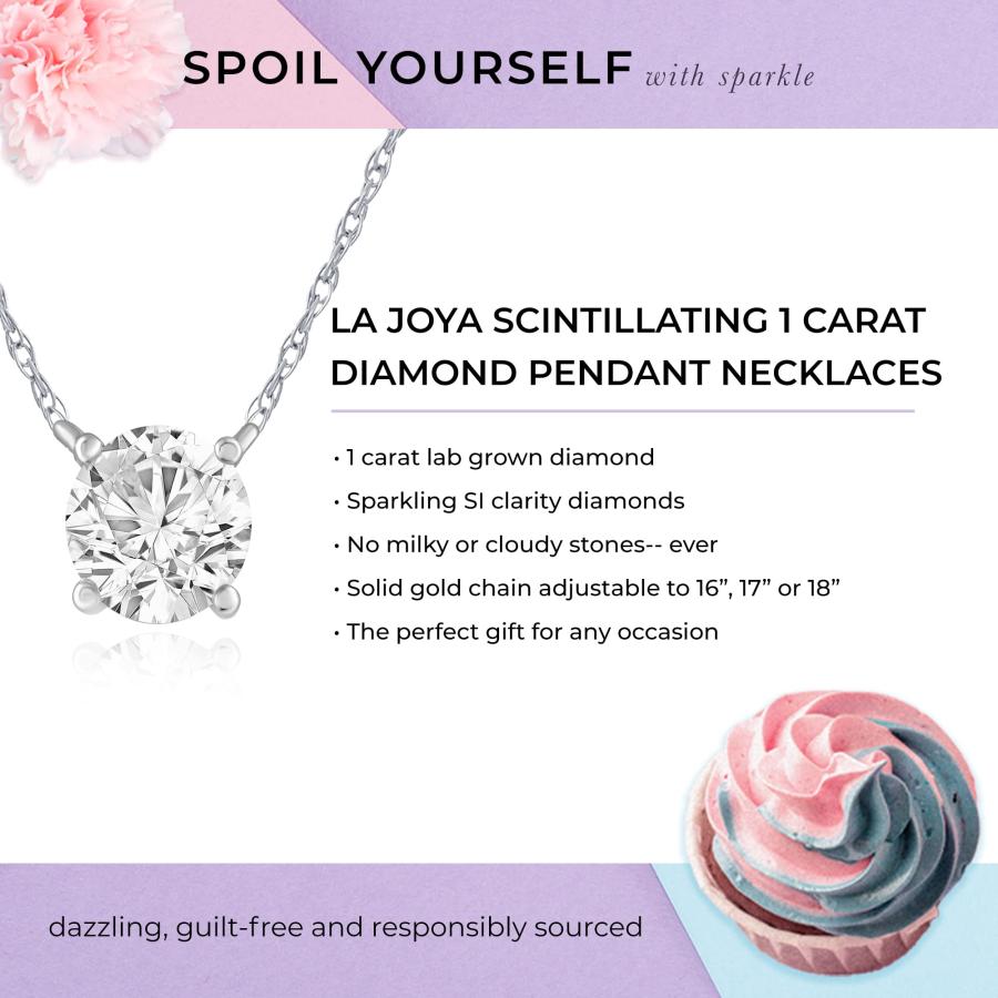 【並行輸入品】La Joya 1 CT TW人工ソリティアダイヤモンドネックレス 女性用   14Kソリッドゴールド 1カラットダイヤモンドネッの画像