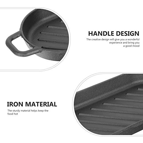 【並行輸入品】Cabilock 1 Set Steak Plate Grill Pan with Wooden Base Non  Stickの画像