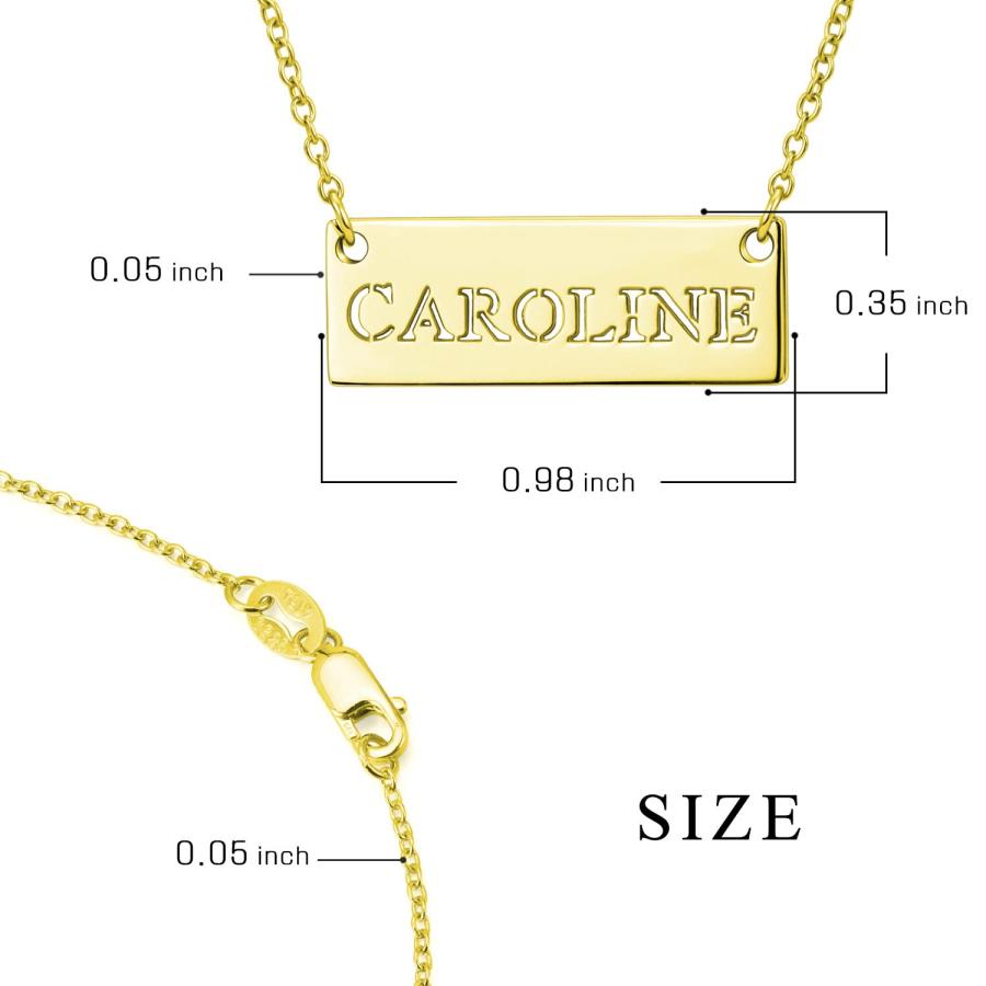 【並行輸入品】GLAVEHO 18K 14K Gold Name Bar Pendant Necklace, 18K 14K Solid Goの画像