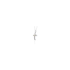 【並行輸入品】TimeLe$ クラシック 1/4カラット 天然ダイヤモンド クロスペンダントネックレス 14K ツートーン ホワイトとイエローゴの画像
