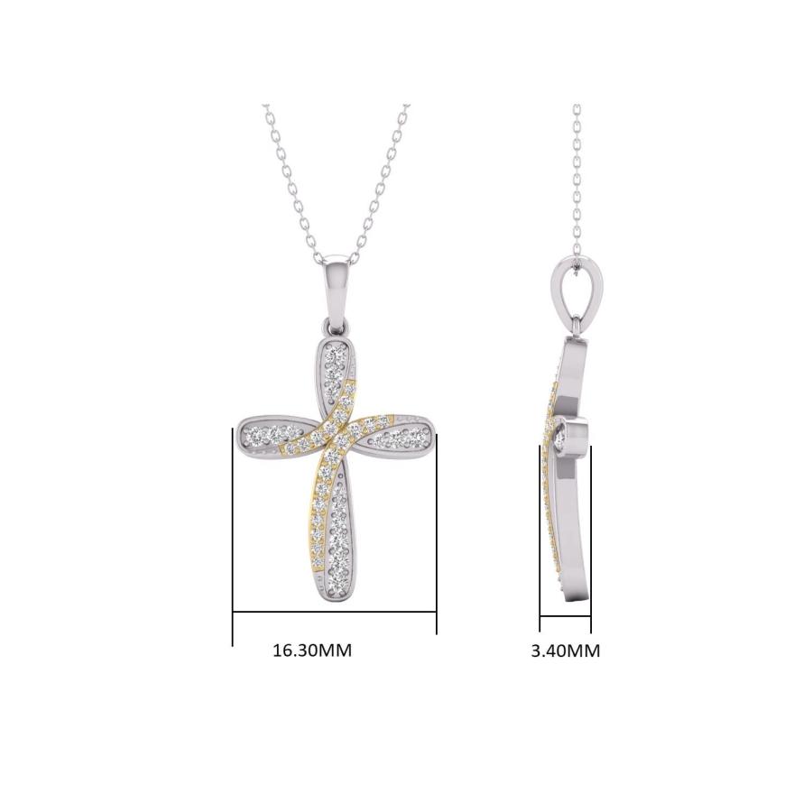 【並行輸入品】TimeLe$ クラシック 1/4カラット 天然ダイヤモンド クロスペンダントネックレス 14K ツートーン ホワイトとイエローゴの画像